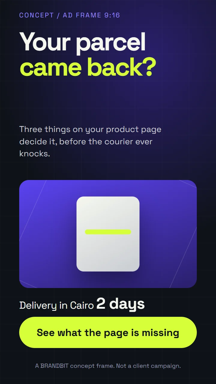 Concept ad frame: Your parcel came back?